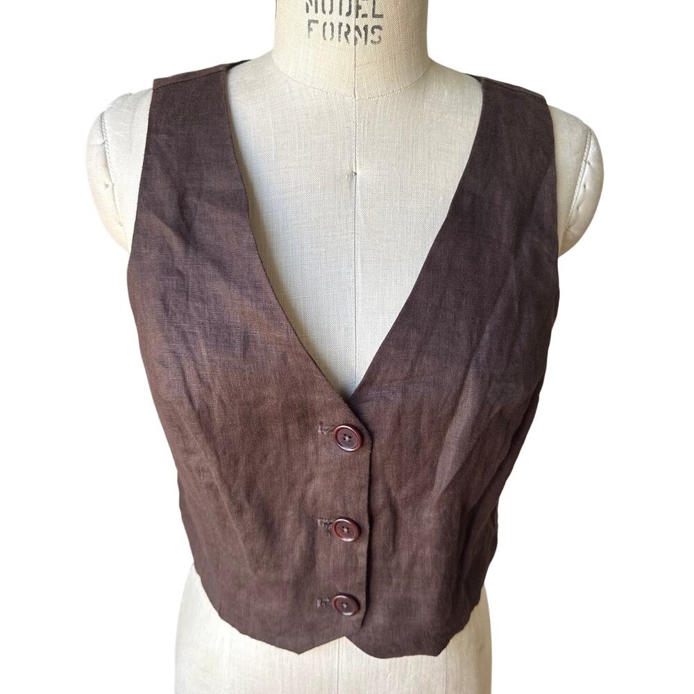 Madewell Linen Vest in Chocolate Brown Size 6